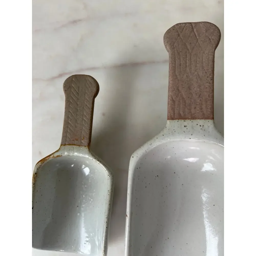 Ceramic Kitchen Scoop Set Large and Small Dishwasher Safe Farmhouse Decor